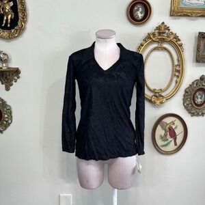 Vintage Cheryl Creations Black Lace Long Sleeve Top Made in USA